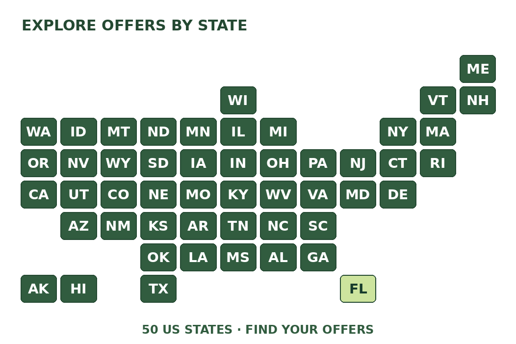 Open the explorer and choose from 50 US states